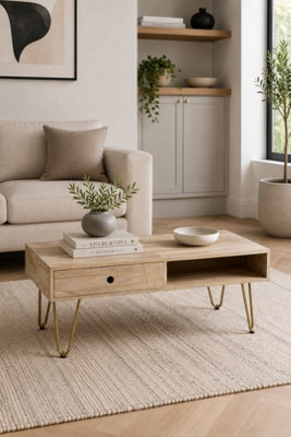  - Silchester Light Mango Rectangular Coffee Table With Drawer