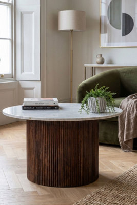  - Farleigh Mango Wood Coffee Table Marble Top