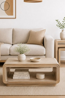  - Baffins Carved Mango Wood Coffee Table 85Cm Wide