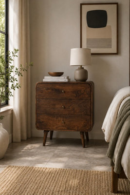  - Rowledge Dark Mango Wood 3 Drawer Chest