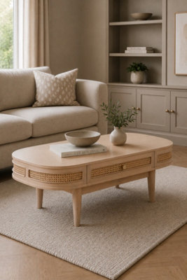  - Tickhill Cane And Wooden 1 Drawer Coffee Table