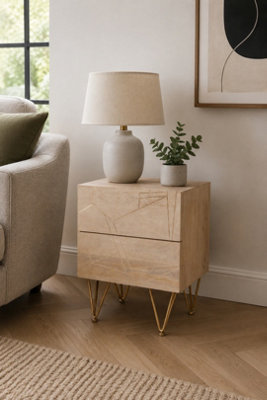  - Silchester Light Mango Side Table With Two Drawers