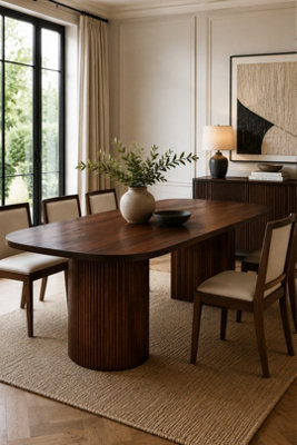  - Bathwick Dark Mango Wood Rectangular Dining Table 200Cm 6 To 8 Seater