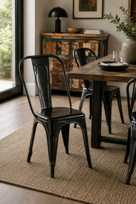  - Metal Chair Apsley Industrial Vintage Mintis Pair Black