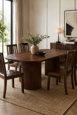  - Bathwick Dark Mango Wood Rectangular Dining Table 6 To 8 Seater