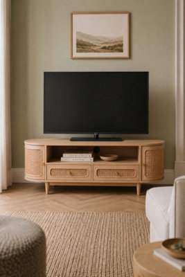  - Tickhill Cane And Mango Wood 2 Drawer Tv Cabinet 152Cm