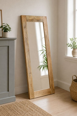 Ih Design Unisex Natural Charlbury Extra Long Mango Wood Wall Mirror In 140Cm - Image 2