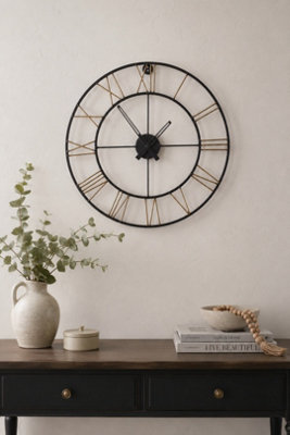  - Lincoln Metal Large Industrial Roman Numeral Wall Clock