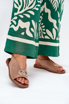 Eco Suede Flat Heel Sandals With Adjustable Buckle Strap from B&Q