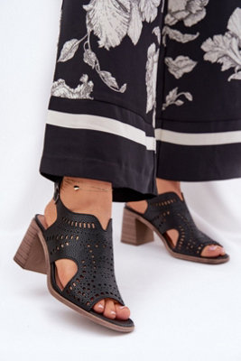 Openwork Heel Sandals With Adjustable Buckle Strap Column Heel from B&Q