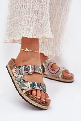 Cork Platform Braided Flip Flops With Adjustable Buckle Straps from B&Q