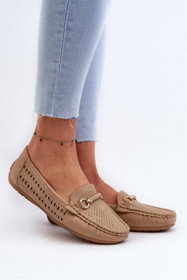 Openwork Moccasins With Gold Front Detail Soft Insole Comfort from B&Q