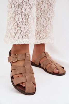 Suede Flat Sandals With Buckle Straps And Soft Insole Comfort from B&Q