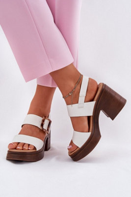 Vinceza Chunky Heel Platform Sandals With Buckle Strap Comfort from B&Q