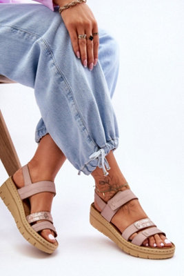 Classic Platform Sandals With Perforated Suede Insole And Velcro from B&Q