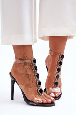 Rhinestone Stiletto Heel Sandals With Leather Insole Comfort from B&Q