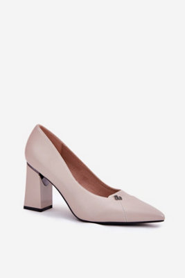 - Vinceza Block Heel Pointed Toe Pumps With Soft Leather Insole