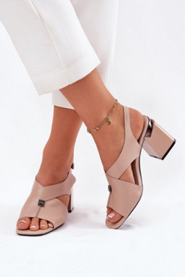 Elegant Column Heel Buckle Sandals With Front Detail Comfort from B&Q