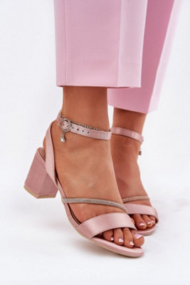 Vinceza Textile Column Heel Sandals With Zircon Thin Strap from B&Q
