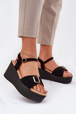 Wedge Platform Sandals With Braided Detail And Buckle Comfort from B&Q