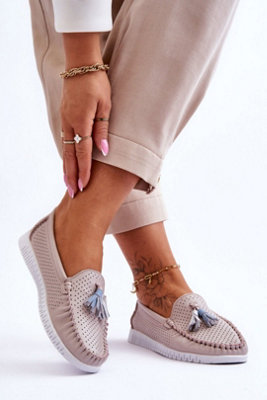 Classic Tassel Leather Platform Moccasins With Rubber Sole from B&Q