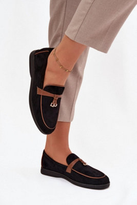 B&Q Stylish Suede Loafers With Flat Heel And Rounded Toe Comfort Fit