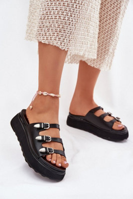 Platform Sandals With Three Adjustable Straps Buckles Comfort from B&Q