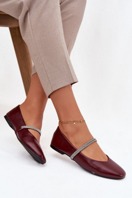 Ballet Flats With Shiny Zircon Straps And Flat Heel Leather from B&Q