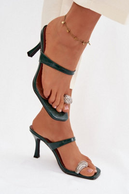 Stiletto Heeled Sandals With Jewel Toe Detail Instep Strap from B&Q