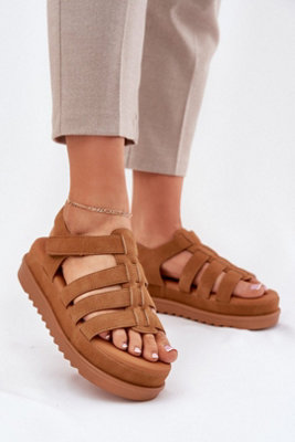 Platform Suede Sandals With Velcro Adjustable Strap For Summer from B&Q
