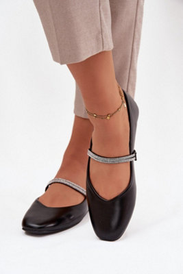 Ballet Ballerina Flats With Zircon Straps Rounded Toe Flat Heel from B&Q