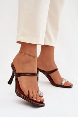 Elegant Heeled Sandals With Stiletto Heel And Jeweled Toe from B&Q