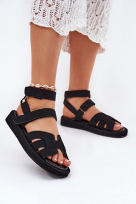 Platform Sandals With Double Velcro Straps Comfort Insole from B&Q