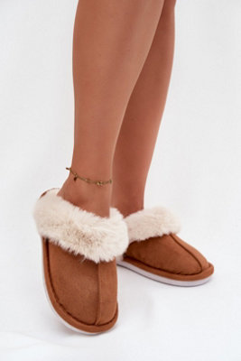Soft Suede Fur Lined Indoor Slippers Warm Cozy Home Wear from B&Q