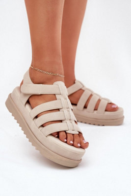 Platform Suede Sandals With Velcro Adjustable Strap Summer from B&Q