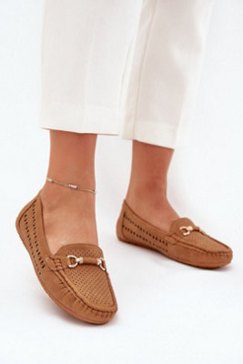 Openwork Moccasin With Gold Front Ornament Soft Insole Comfort from B&Q