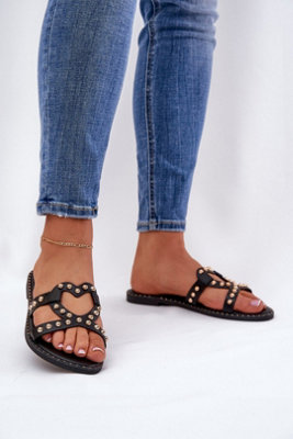 Leather Flat Heeled Sandals Lightweight With Modern Cutout Design from B&Q