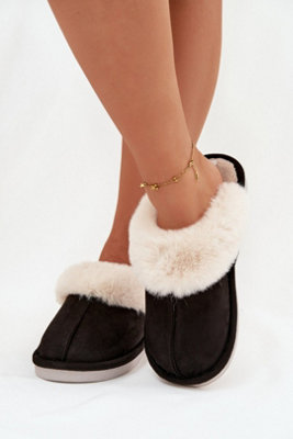 Fur Lined Soft Suede Cozy Indoor Slippers For Cold Days from B&Q