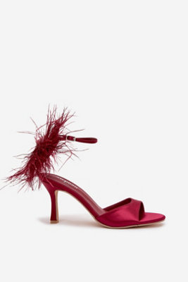 Feather Ankle Strap Stiletto Heel Sandals For Evening Night from B&Q