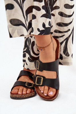 Cork Platform Sandals With Contoured Suede Insole And Buckles from B&Q