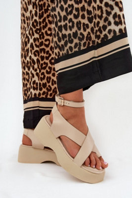 Platform Wedge Ankle Strap Sandals With Cushioned Insole from B&Q