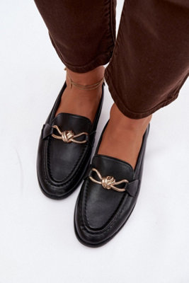 Classic Gold Detail Eco Leather Loafers For Everyday Style from B&Q
