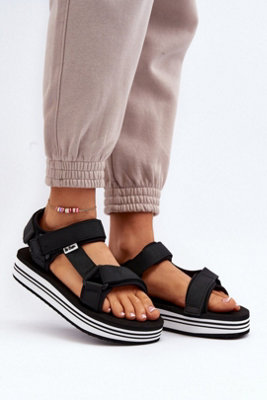 Lee Cooper Textile Step In Platform Sandals With Logo Velcro from B&Q