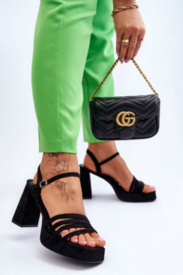 Suede Platform Heel Sandals With Adjustable Ankle Strap from B&Q