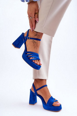 Heeled Platform Sandals With Ankle Buckle Straps And Suede from B&Q