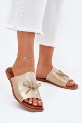 Decorative Laced Flat Heel Leather Sandals For Warm Days from B&Q