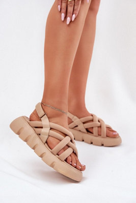 Platform Sandals With Velcro Strap And Intertwined Straps from B&Q