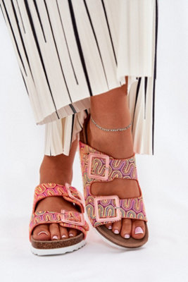 Textile Strap Flip Flops With Sequined Buckles And Cork Platform from B&Q