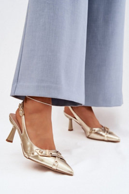  - Pointed Toe Stiletto Heel Sandals With Buckle Strap Front
