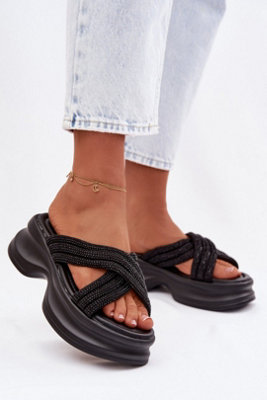 Platform Sandals With Interwoven Straps And Shiny Detail from B&Q